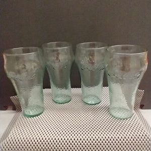 4 Vintage Coca Cola Glasses 6"H